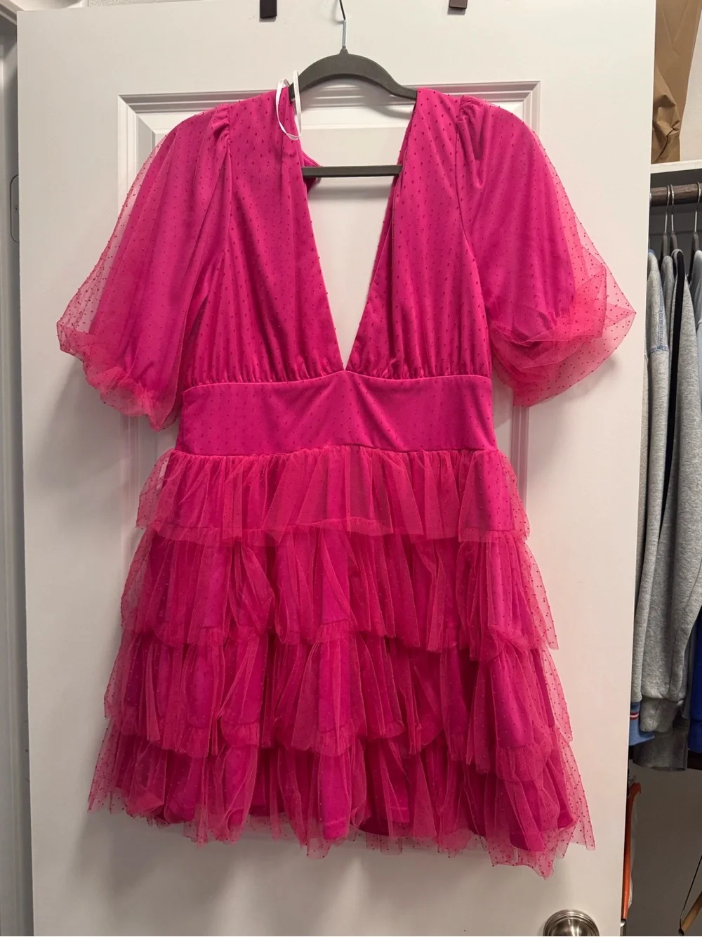 Lulu's Bright Hot Pink Tiered Tulle Dress for Girls